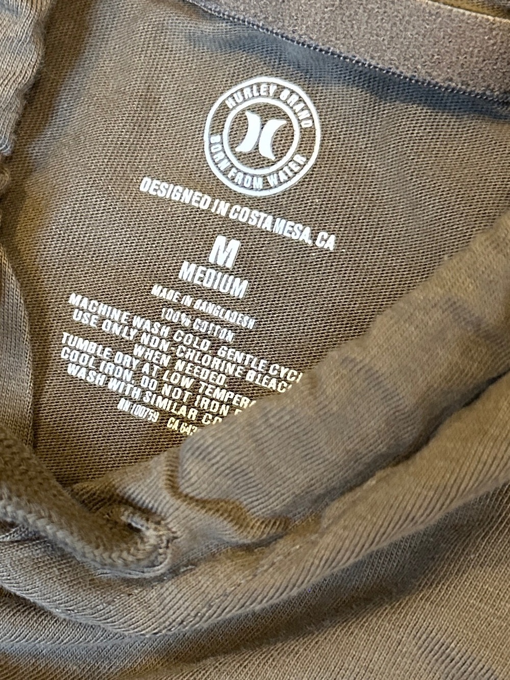 Hurley long sleeve hooded tshirt, green and black, M - Picture 7 of 7